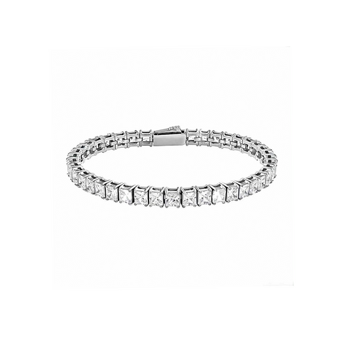 BG404W B.Tiff Princess Cut 5mm Tennis Stainless Steel Bracelet
