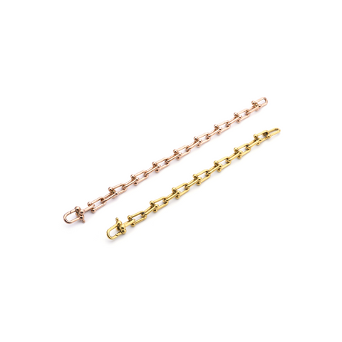 BG525G B.Tiff 18K Gold Plated Horseshoe Link Stainless Steel Chain Bracelet