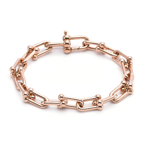BG525RG B.Tiff Rose Gold Plated Horseshoe Link Stainless Steel Chain Bracelet