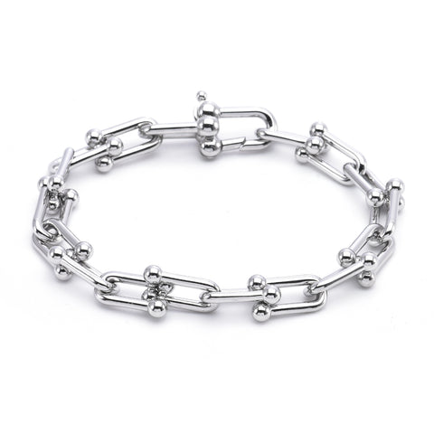 BG525W B.Tiff Horseshoe Link Stainless Steel Chain Bracelet