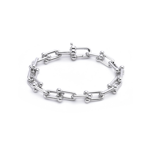 BG525W B.Tiff Horseshoe Link Stainless Steel Chain Bracelet