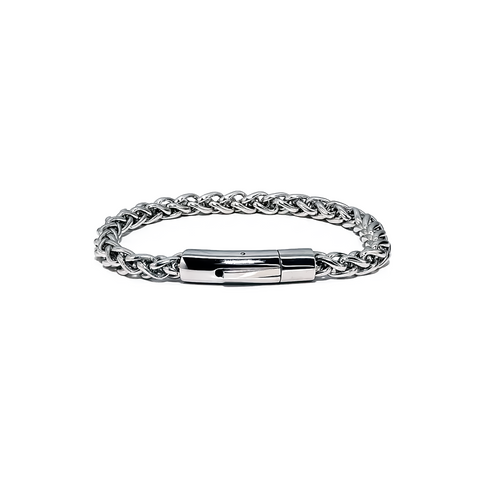 BG600W B.Tiff French Braid Stainless Steel Chain Bracelet