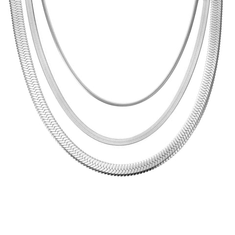 C004W B.Tiff 4mm Herringbone Stainless Steel Chain Necklace