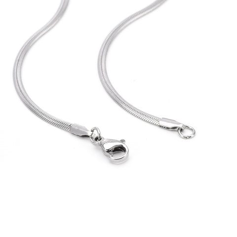 C002W B.Tiff 2mm Herringbone Stainless Steel Chain Necklace