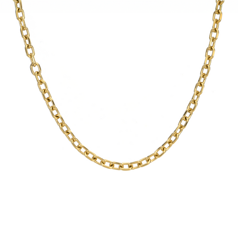 C007G B.Tiff 5mm Gold Plated Cable Link Chain Necklace