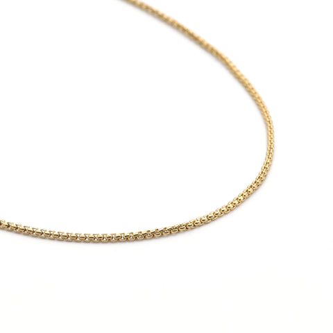 C012G B.Tiff Round Box Gold Plated Stainless Steel Chain Necklace
