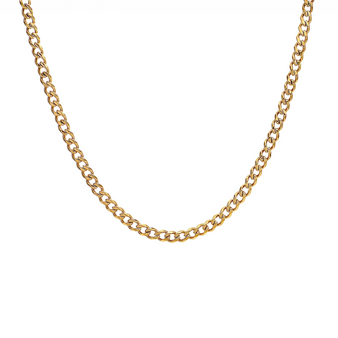 C014G B.Tiff 4mm Gold Plated Curb Link Chain Necklace
