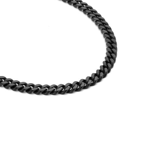 C138B B.Tiff 8mm Black Flat Cuban Link Necklace