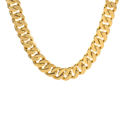 Thick Links Chain Necklace 18k Gold Plated Bold Links Cable 