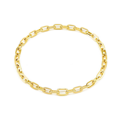 C200G B.Tiff High Polish Paperclip Gold Plated Stainless Steel Chain Necklace