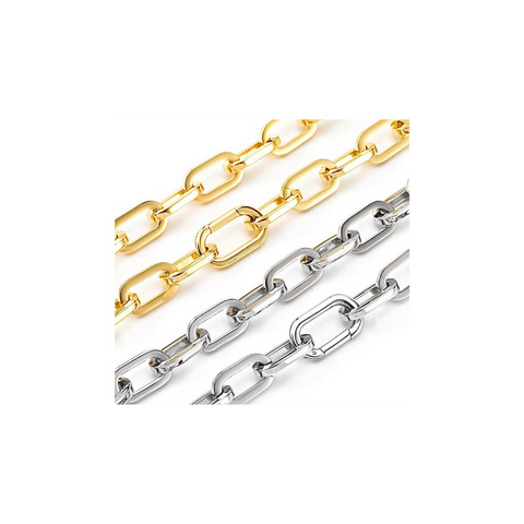 C200G B.Tiff High Polish Paperclip Gold Plated Stainless Steel Chain Necklace