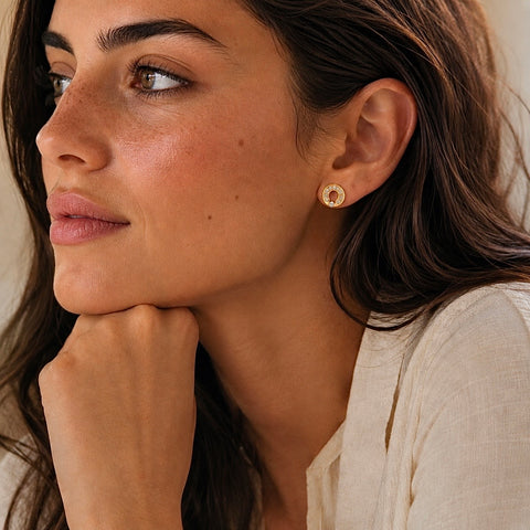 ER118G B.Tiff Barrel Gold Plated Stainless Steel Earrings