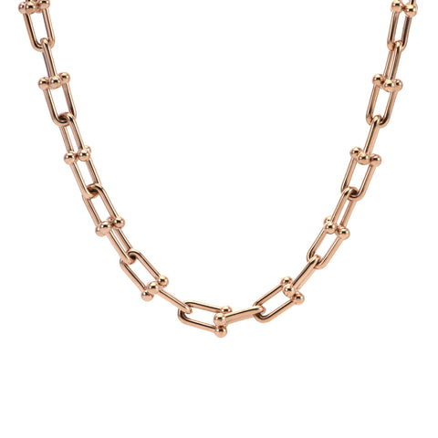 C525RG B.Tiff Rose Gold Plated Horseshoe Link Stainless Steel Chain Necklace