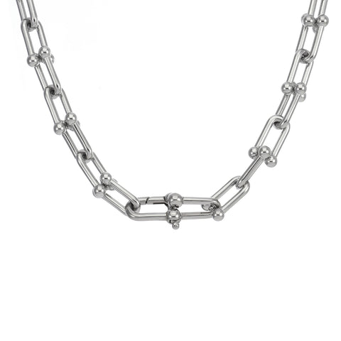C525W B.Tiff Horseshoe Link Stainless Steel Chain Necklace