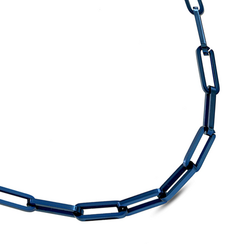 C860BL B.Tiff "Jemma" Flat Long Adjustable Link Blue Sapphire Stainless Steel Necklace