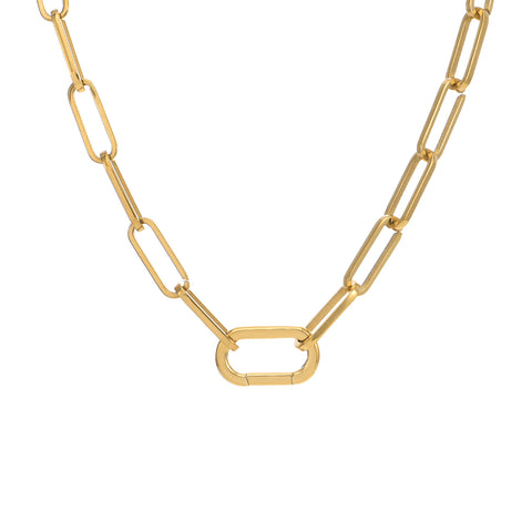 C860G B.Tiff "Jemma" Flat Long Adjustable Link Gold Plated Stainless Steel Necklace