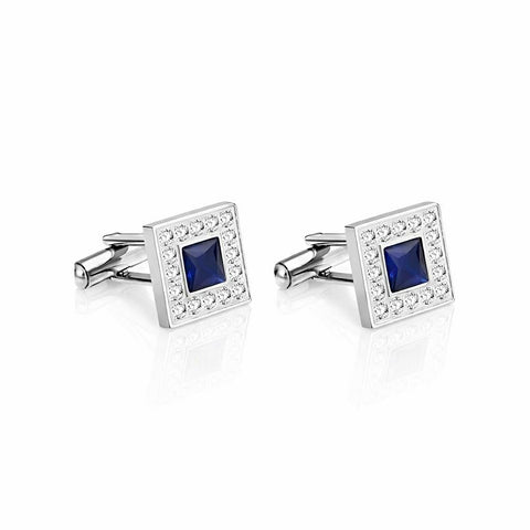 CF102W B.Tiff Pavé Blue Square Halo Cufflinks