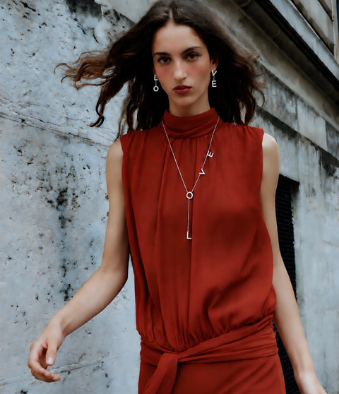 PTloveW B.Tiff Adjutable Love Lariat Chain Necklace