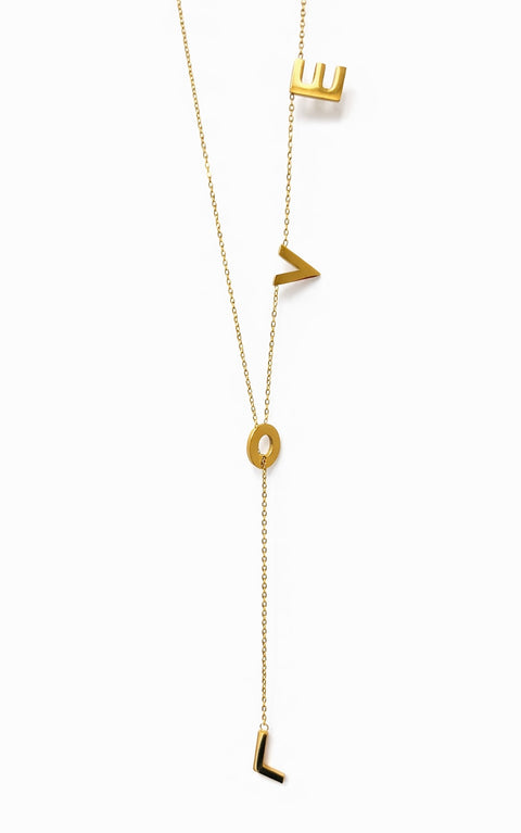 PTloveG B.Tiff Gold Adjutable Love Lariat Chain Necklace