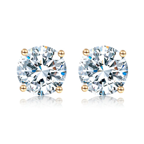 EK102G B.Tiff 18K Solid Gold 1 ct Moissanite Prone Solitaire Stud Earrings