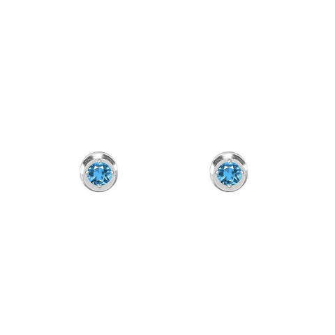 ER002WBL B.Tiff Pavé Blue Solitaire Stainless Steel Stud Earrings