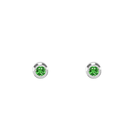 ER002WGR B.Tiff Pavé Green Solitaire Stainless Steel Stud Earrings