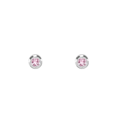 ER002WP B.Tiff Pavé Pink Solitaire Stainless Steel Stud Earrings