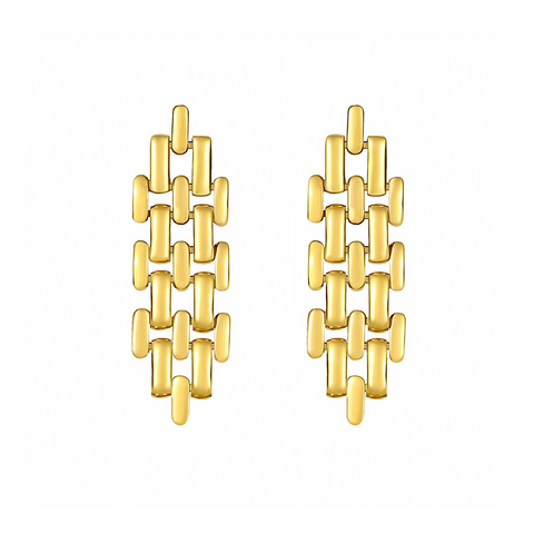 ER004G B.Tiff Ripple Gold Plated Stainless Steel Stud Earrings