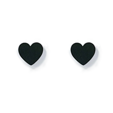 ER005B B.Tiff Black Anodized Stainless Steel Heart Stud Earrings