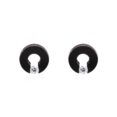 ER100B B.Tiff Malfinia Black Anodized Stainless Steel Earrings