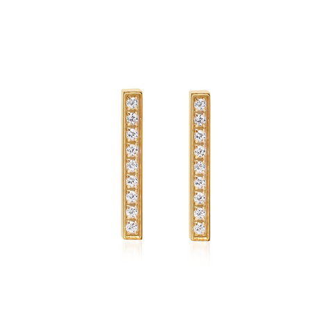 ER107G B.Tiff 18-Stone Short Bar Gold Plated Stainless Steel Earrings