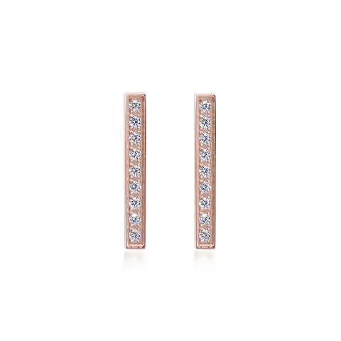 ER107RG B.Tiff 18-Stone Short Bar Rose Gold Plated Stainless Steel Earrings