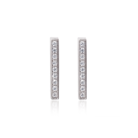 ER107W B.Tiff 18-Stone Short Bar Stainless Steel Earrings