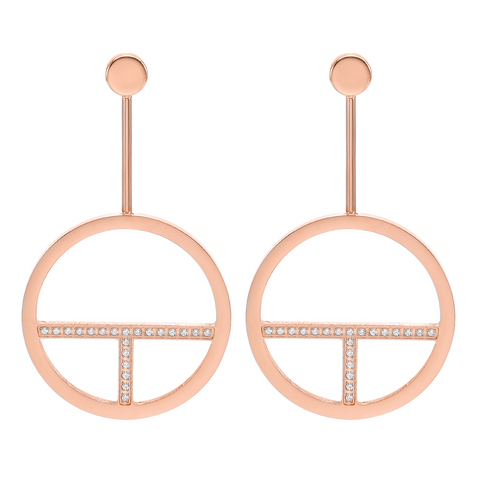 ER108RG B.Tiff Logo T Bar Rose Gold Plated Stainless Steel Earrings