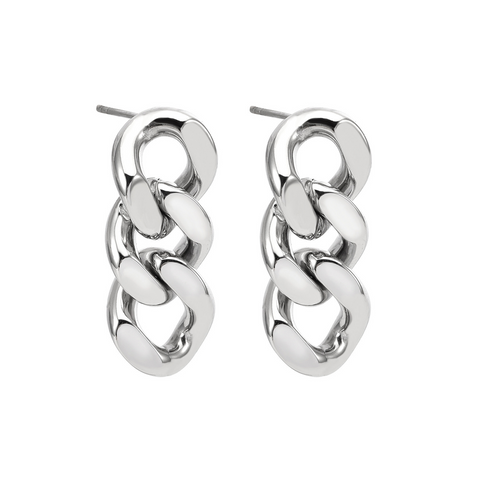 ER160W B.Tiff High Polish Cuban Link Stainless Steel Earrings