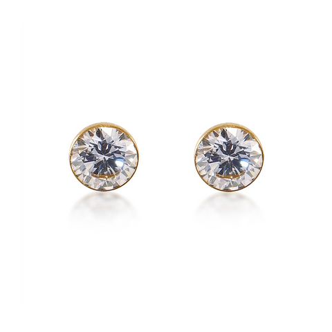 ER201G B.Tiff 2 ct Solitaire Gold Plated Stainless Steel Stud Earrings