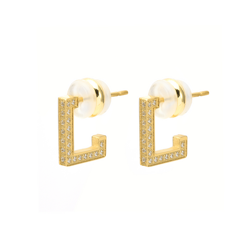 ER246G B.Tiff L-Bar Gold Plated Stainless Steel Earring