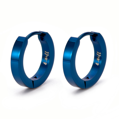 ER300BL B.Tiff Hoop  Blue Sapphire Stainless Steel Earrings