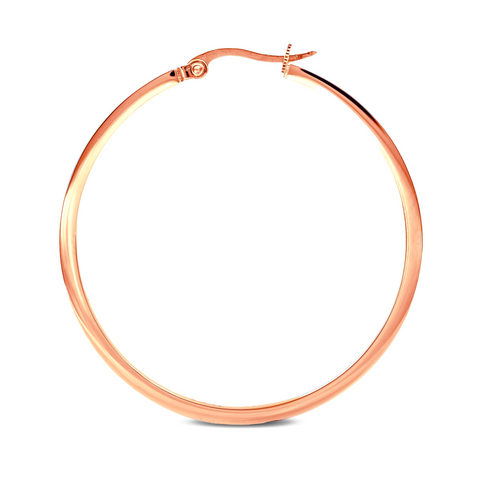 ER317RG B.Tiff Pave 58-Stone Classic Rose Gold Plated Stainless Steel Large Hoop Earrings