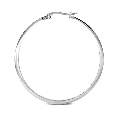 ER317W B.Tiff Pave 58-Stone Classic Stainless Steel Large Hoop Earrings