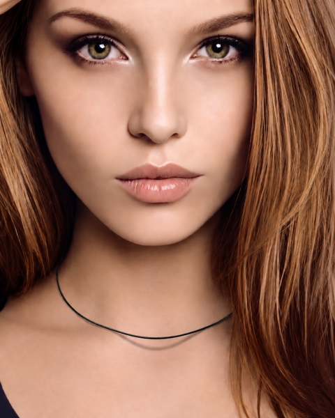 C015B Black Structured Wire Choker Chain Necklace/ 1.2mm (An exclusive clasp design)