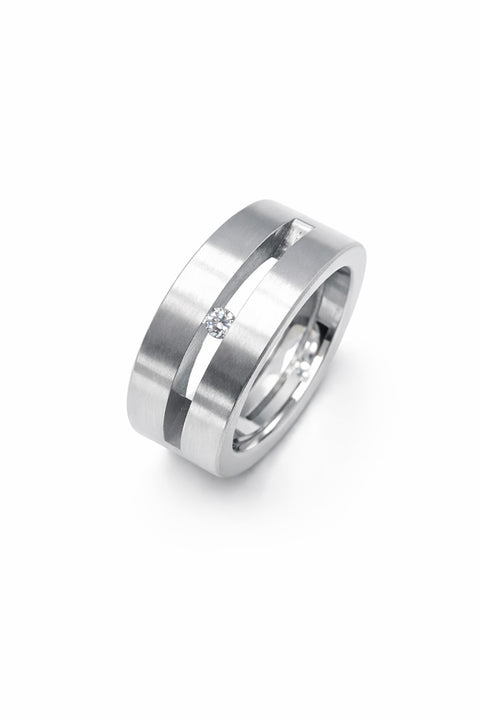 RG094W  B.Tiff 1 ct Double Sided Princess Cut Stainless Steel Solitaire Ring