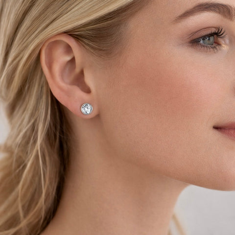 ER101W B.Tiff 1 ct Stainless Steel Solitaire Stud Earrings