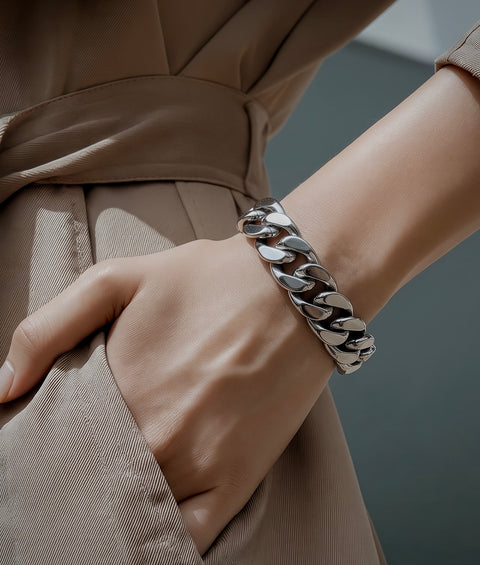 BG160W B.Tiff Flat Cuban Link Stainless Steel Bracelet