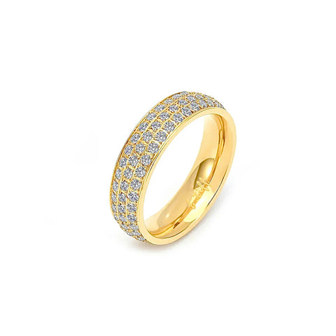 RG130G B.Tiff Three-Row Gold Plated Stainless Steel Eternity Ring