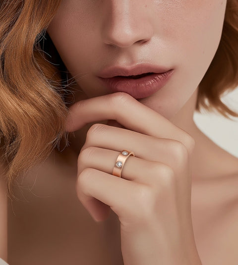 RG808RG B.Tiff 8-Stone Bold Rose Gold Plated Stainless Steel Ring