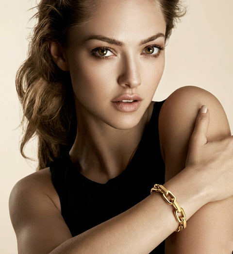 BG001G B.Tiff Gold High Polish Edge Paperclip Link Bracelet
