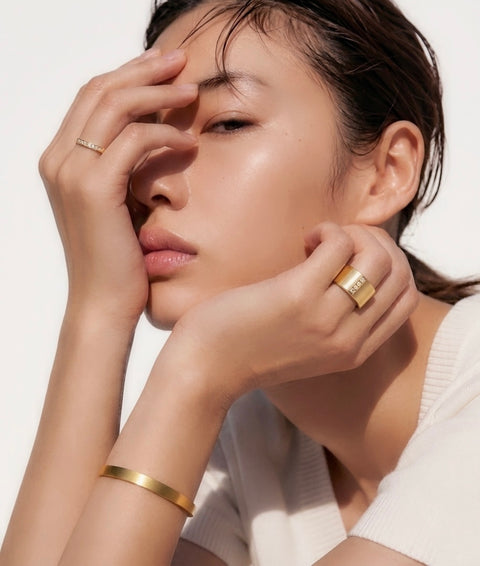 RG111G B.Tiff Stacking .01 ct Gold Plated Stainless Steel Eternity Ring