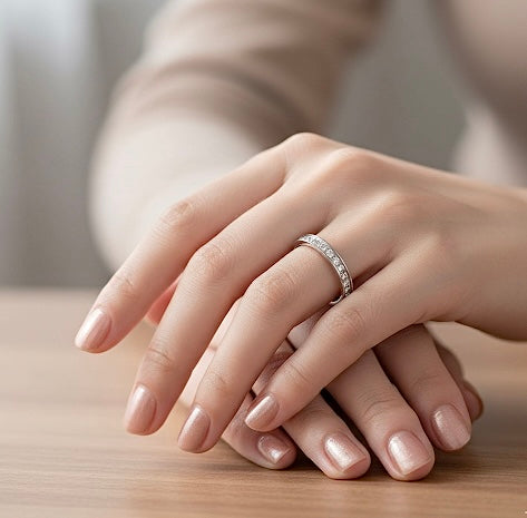 RG111W B.Tiff Stacking .01 ct Stainless Steel Eternity Ring