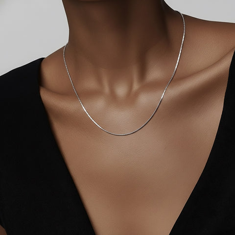 C031W B.Tiff Diamond Cut Stainless Steel Thin Chain Necklace (An exclusive clasp design)